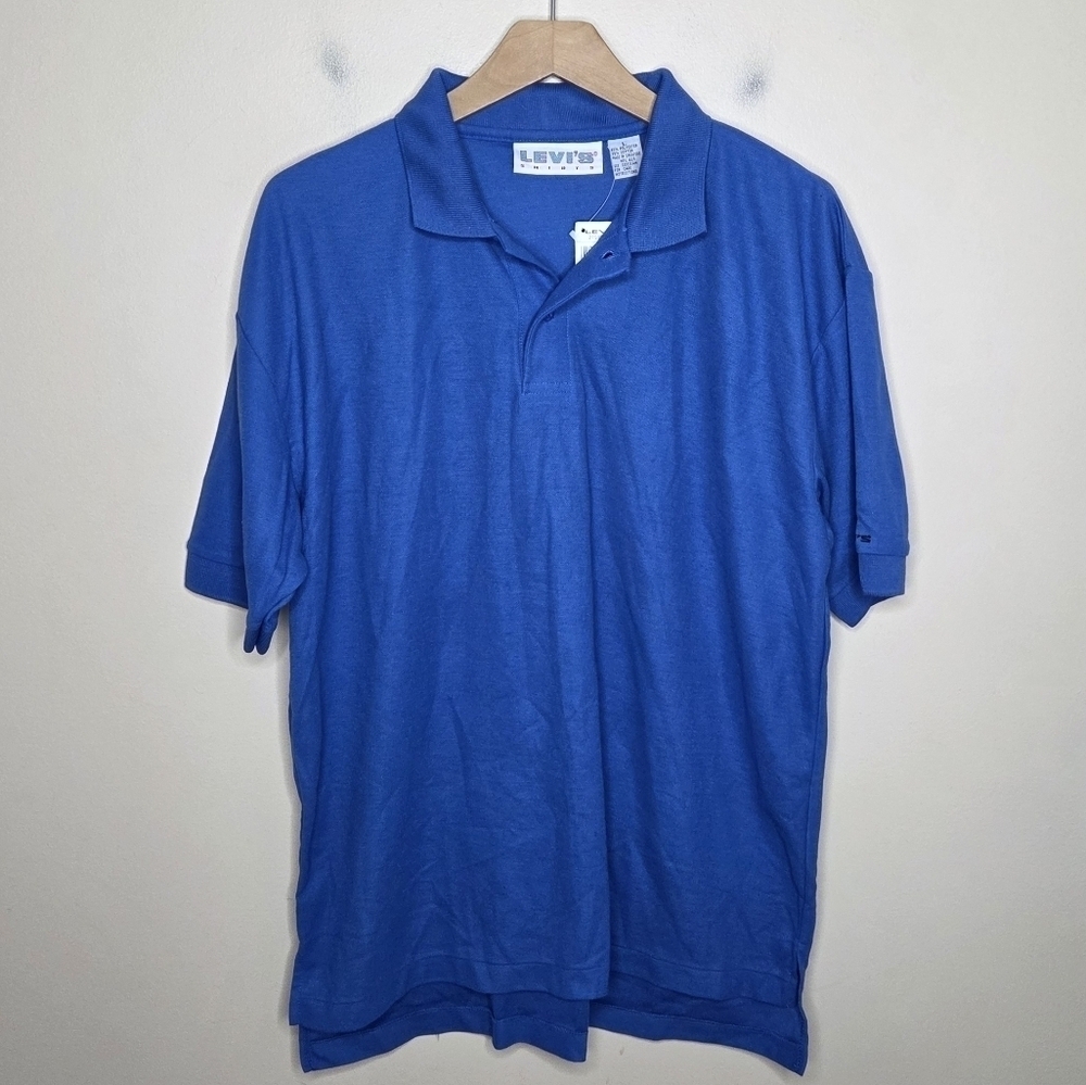 Vintage NWT Levi's | 90s Blue Short Sleeve Polo Shirt Size Large